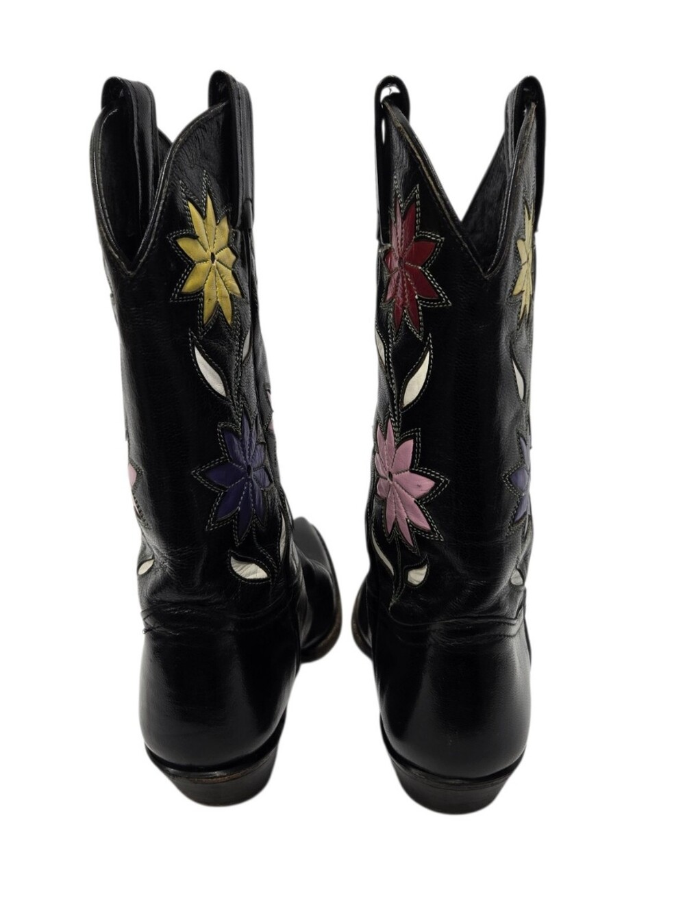 Vintage 1970s Tony Lama Floral Inlay Cowgirl Boots - Picture 5 of 9